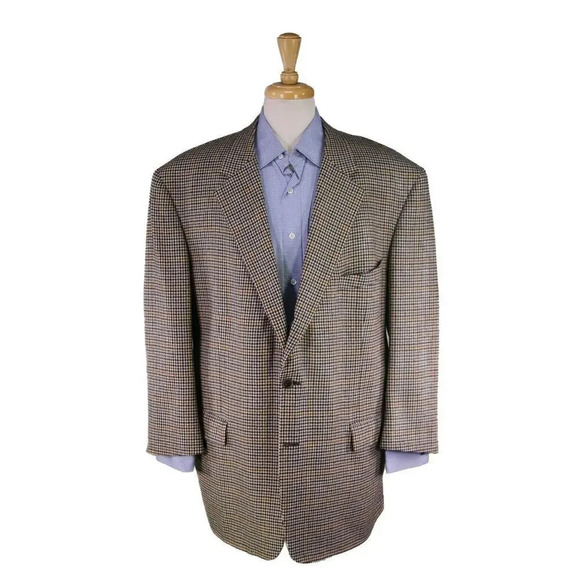Marc Allen Clothiers Martin Greenfield Black/Gold Windowpane Cashmere Blazer 50S